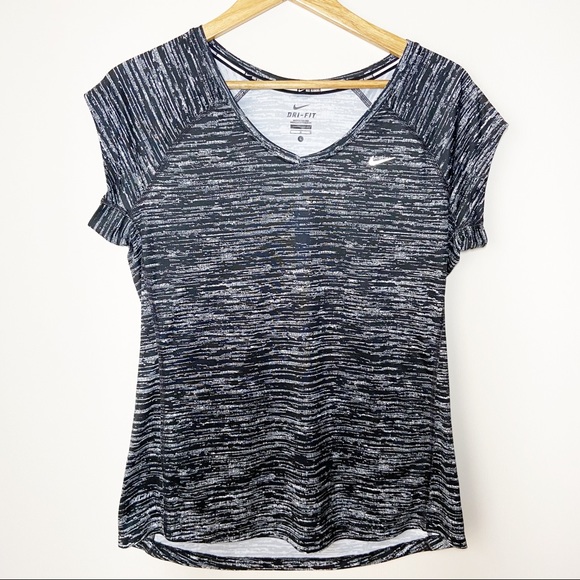 Nike Running Dri-Fit Black & White Shirt Large - Picture 1 of 4